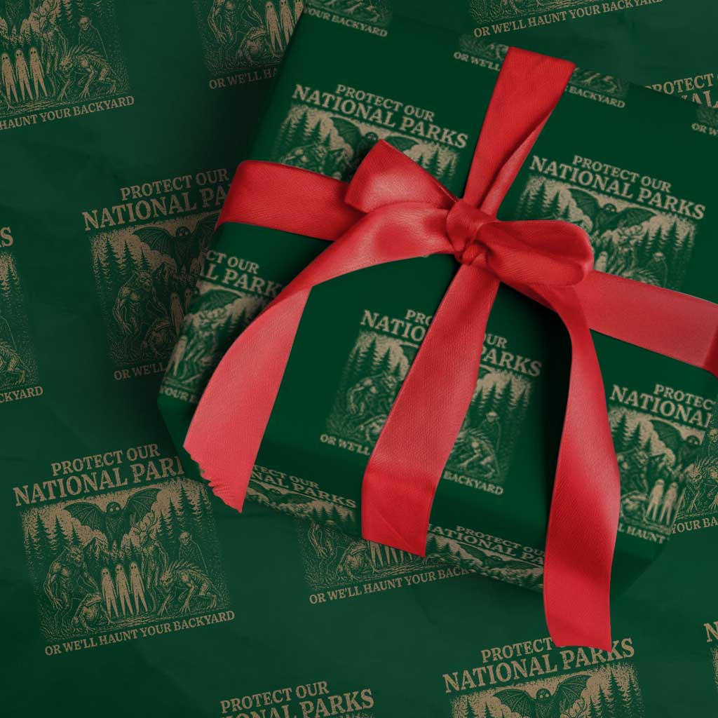 Funny Mothman Protect Our National Parks Wrapping Paper Roll Ghost Wendigo Skull Cryptid Weirdcore Folk Horror