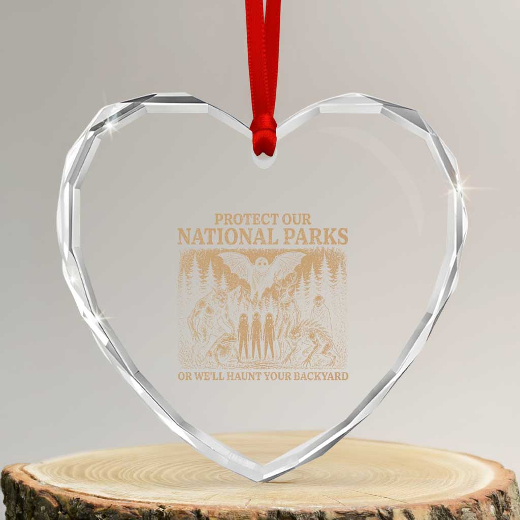 Funny Mothman Protect Our National Parks Heart Crystal Glass Ornament Ghost Wendigo Skull Cryptid Weirdcore Folk Horror
