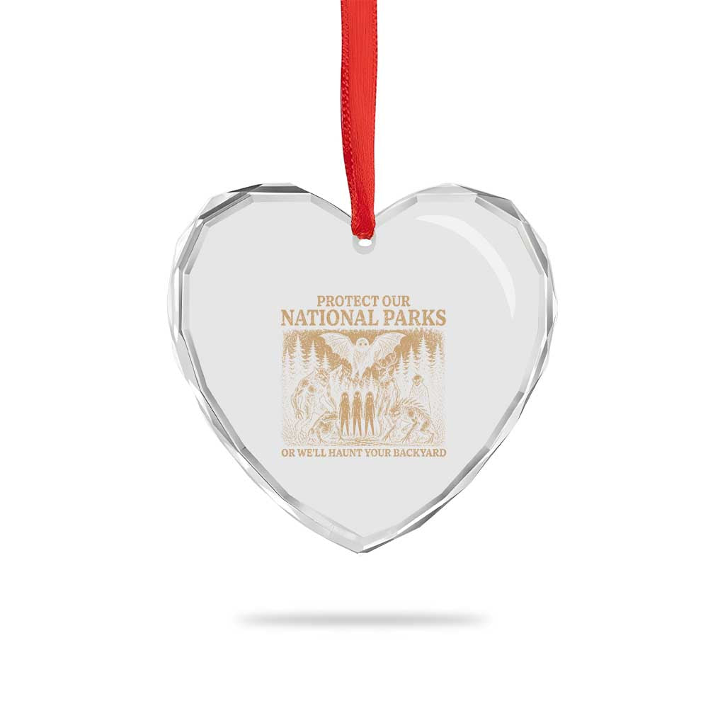 Funny Mothman Protect Our National Parks Heart Crystal Glass Ornament Ghost Wendigo Skull Cryptid Weirdcore Folk Horror