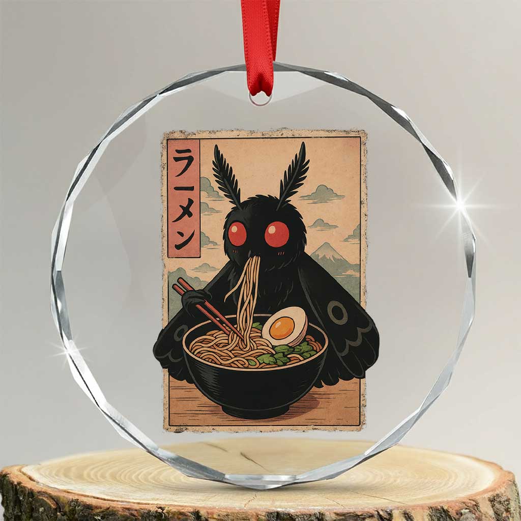 Funny Mothman Ramen Crystal Glass Ornament Japanese Kawaii Noodles Cryptid Retro Manga Anime TS10