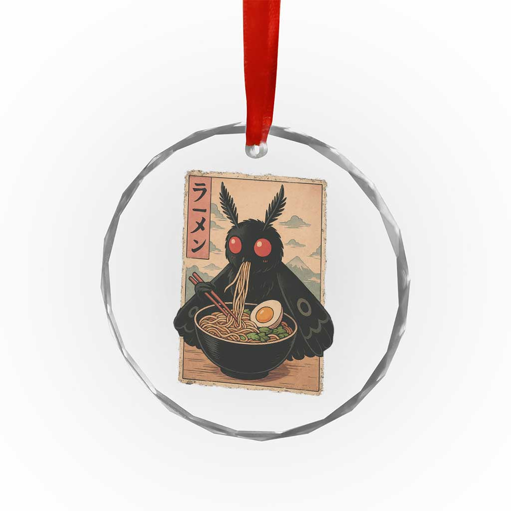 Funny Mothman Ramen Crystal Glass Ornament Japanese Kawaii Noodles Cryptid Retro Manga Anime TS10