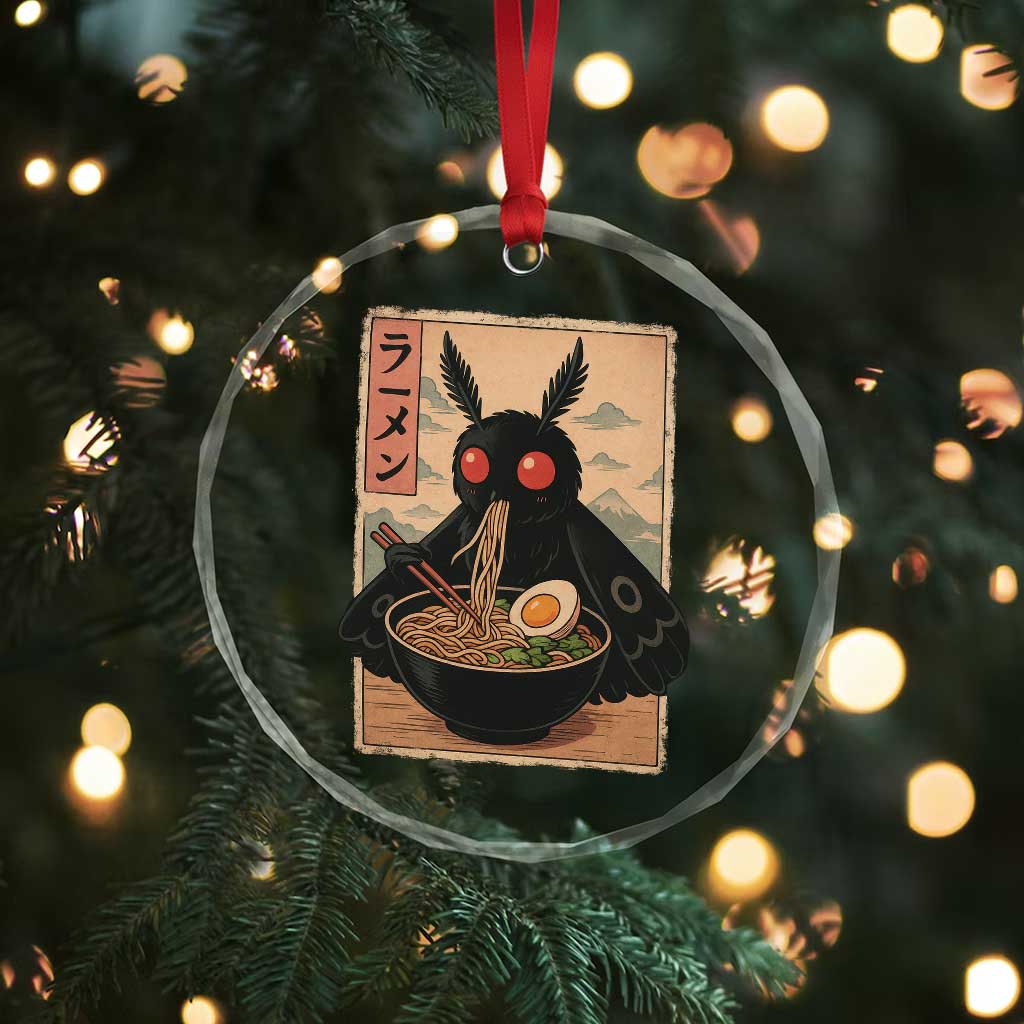 Funny Mothman Ramen Crystal Glass Ornament Japanese Kawaii Noodles Cryptid Retro Manga Anime TS10