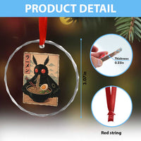 Funny Mothman Ramen Crystal Glass Ornament Japanese Kawaii Noodles Cryptid Retro Manga Anime TS10