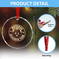 Funny Mothman Research Team Crystal Glass Ornament Cryptozoology Cryptid Hunting