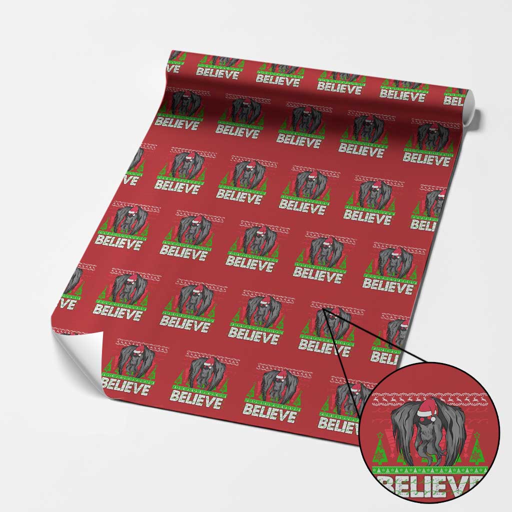 Funny Mothman Santa Wrapping Paper Roll Believe Merry Mothmas