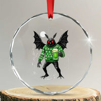 Funny Mothman St Patricks Day Crystal Glass Ornament Gift For Cryptid Lovers