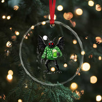 Funny Mothman St Patricks Day Crystal Glass Ornament Gift For Cryptid Lovers