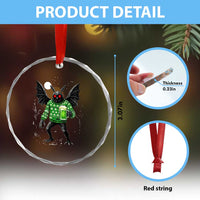 Funny Mothman St Patricks Day Crystal Glass Ornament Gift For Cryptid Lovers