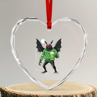 Funny Mothman St Patricks Day Heart Crystal Glass Ornament Gift For Cryptid Lovers