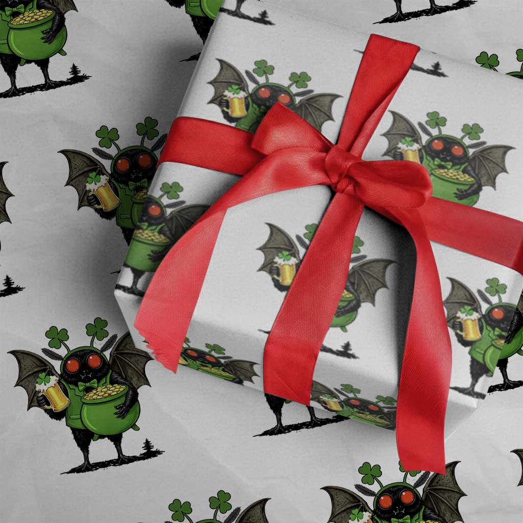 Funny Mothman Wrapping Paper Roll St Patricks Day Cryptid Gift