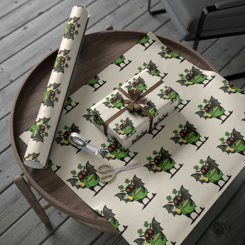 Funny Mothman Wrapping Paper Roll St Patricks Day Cryptid Gift