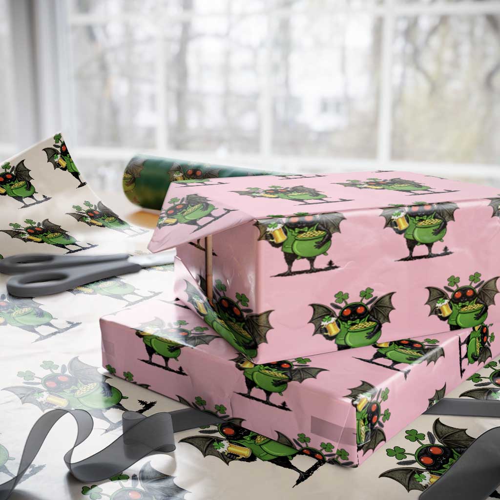Funny Mothman Wrapping Paper Roll St Patricks Day Cryptid Gift
