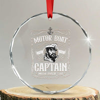 Funny Motor Boat Captain Crystal Glass Ornament Pontoon Boating Motor Boatin Lake - Wonder Print Shop