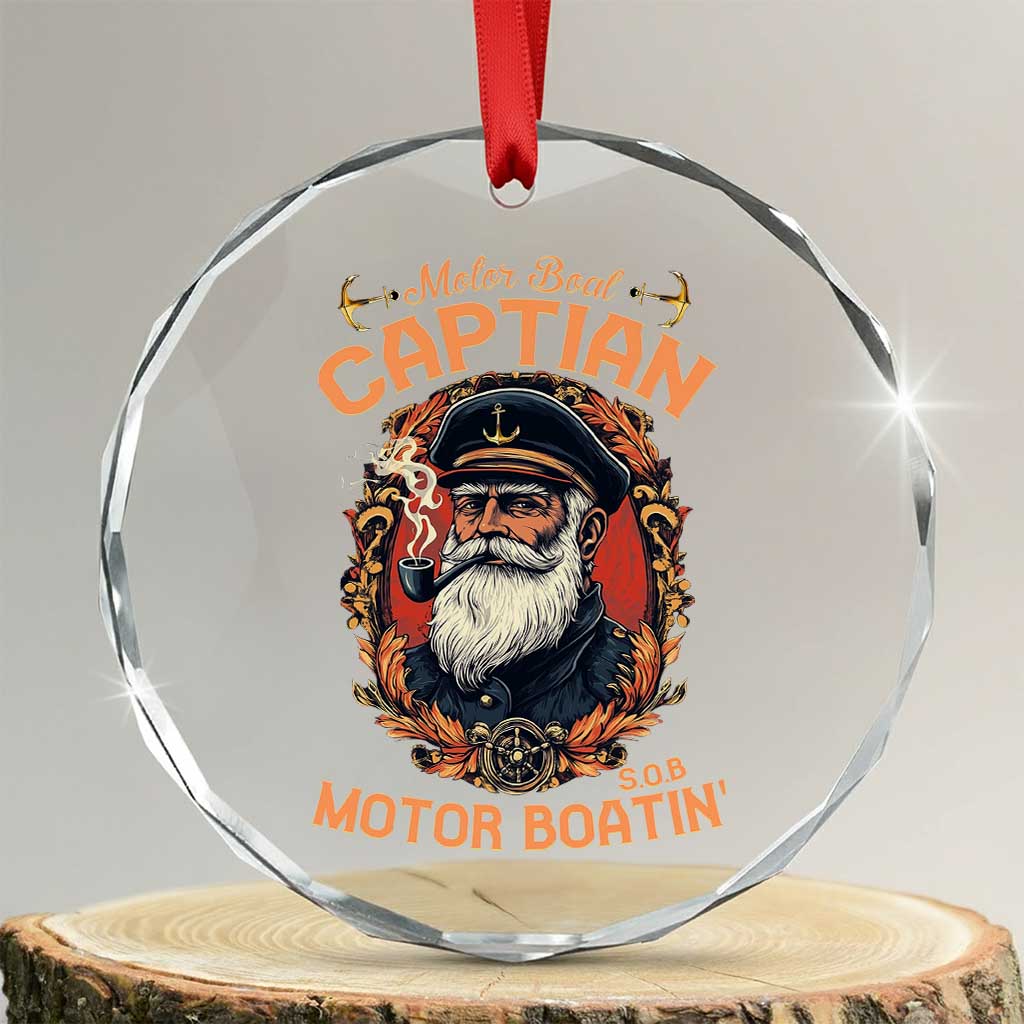 Funny Motor Boat Captain Crystal Glass Ornament Pontoon SOB Motor Boating Vintage - Wonder Print Shop