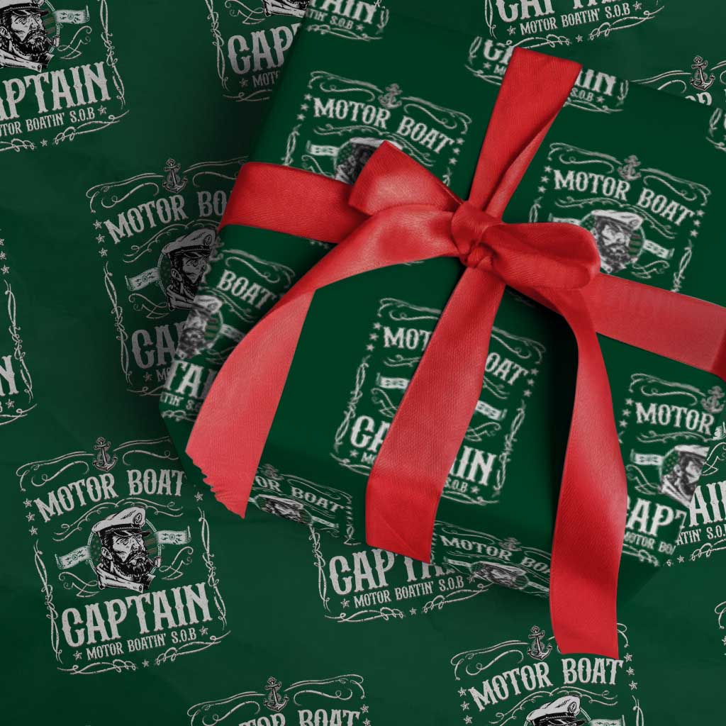 Funny Motor Boat Captain Wrapping Paper Roll Pontoon Boating Motor Boatin Lake - Wonder Print Shop