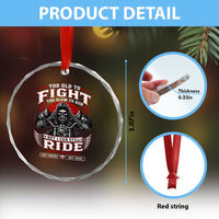 Funny Motorcycle Grandpa Crystal Glass Ornament Too Old To Fight Too Slow To Run But I Can Still Ride Pretty Darn Good