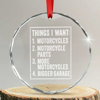 Funny Motorcycle Lovers Crystal Glass Ornament Things I Want Vintage Garage Graphic Bikers Club