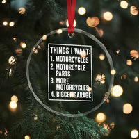 Funny Motorcycle Lovers Crystal Glass Ornament Things I Want Vintage Garage Graphic Bikers Club