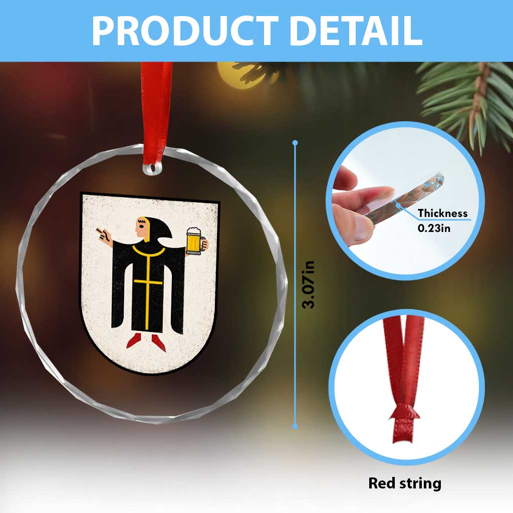 Funny Munich Oktoberfest Munchen Coat of Arms Crystal Glass Ornament Münchner Kindl Beer Drinking