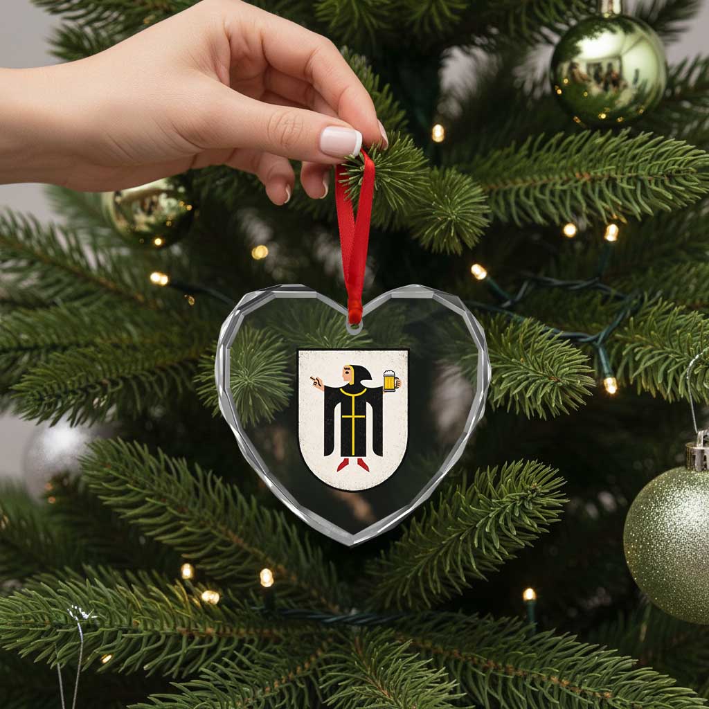 Funny Munich Oktoberfest Munchen Coat of Arms Heart Crystal Glass Ornament Münchner Kindl Beer Drinking