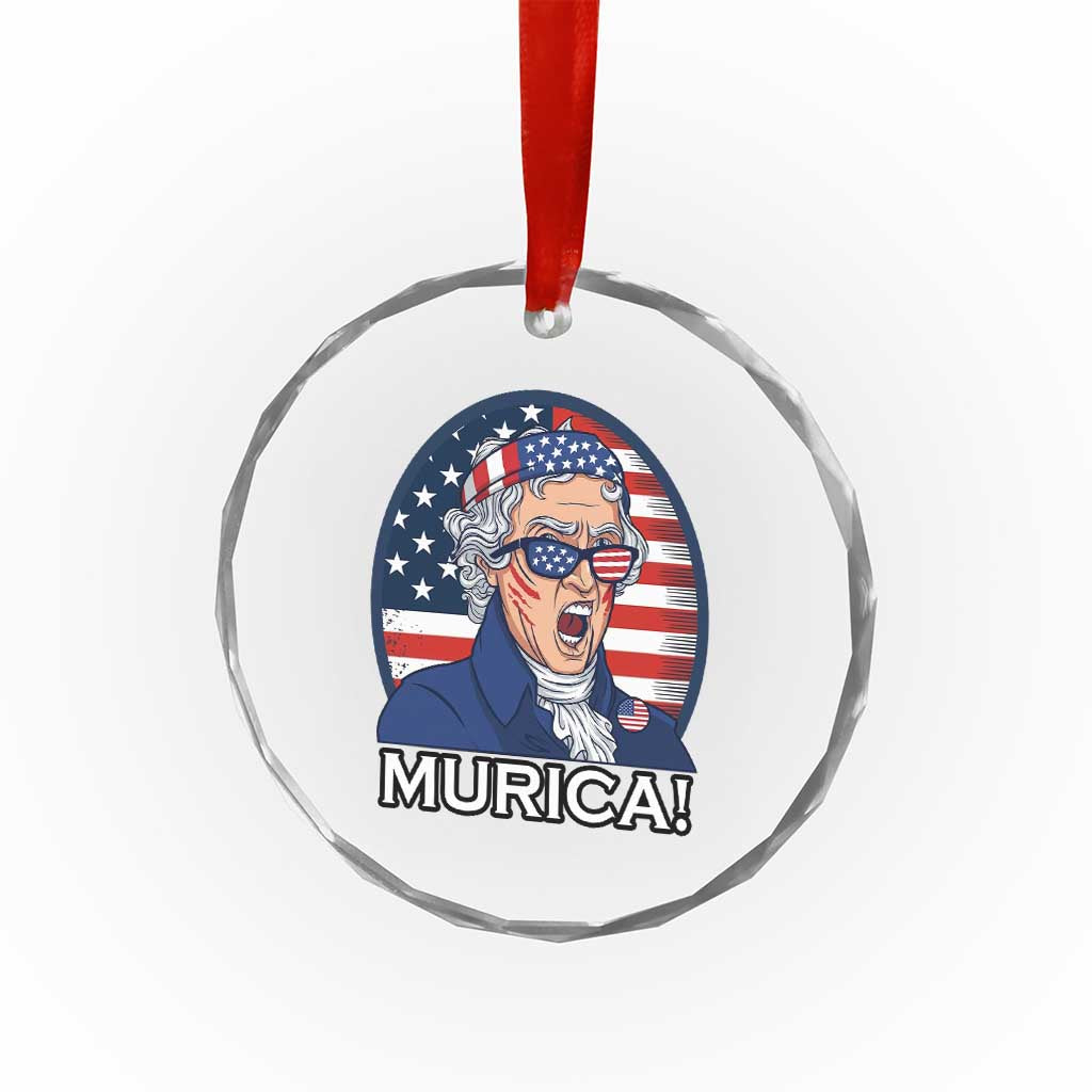 Funny Murica Thomas Jefferson Crystal Glass Ornament Founding Father Gift
