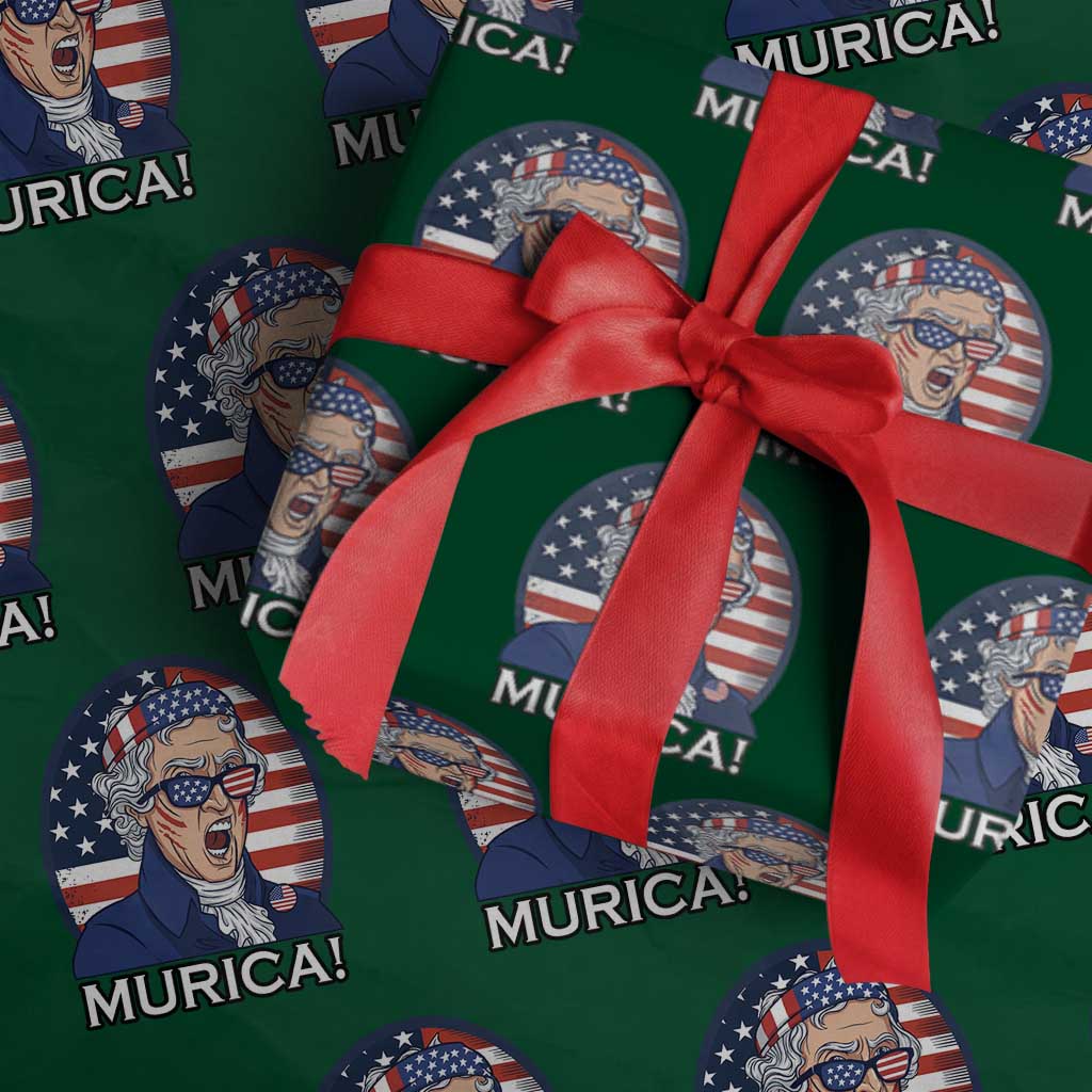 Funny Murica Thomas Jefferson Wrapping Paper Roll Founding Father Gift