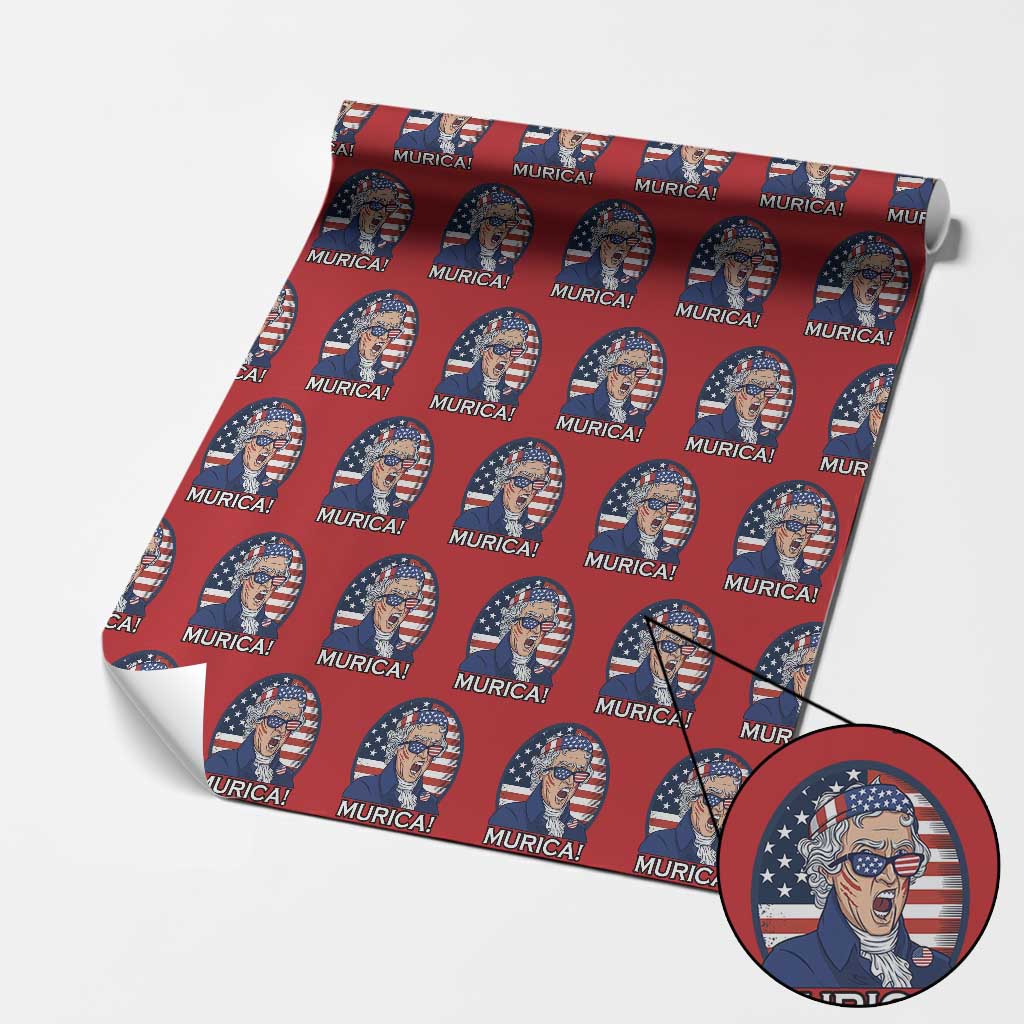 Funny Murica Thomas Jefferson Wrapping Paper Roll Founding Father Gift