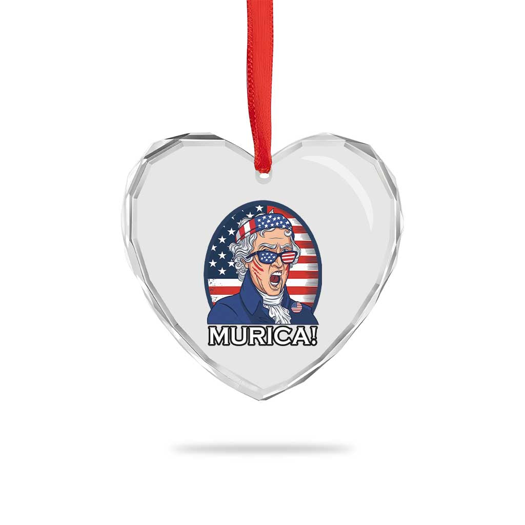 Funny Murica Thomas Jefferson Heart Crystal Glass Ornament Founding Father Gift