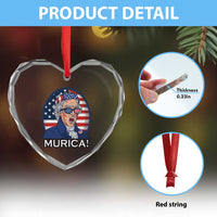 Funny Murica Thomas Jefferson Heart Crystal Glass Ornament Founding Father Gift