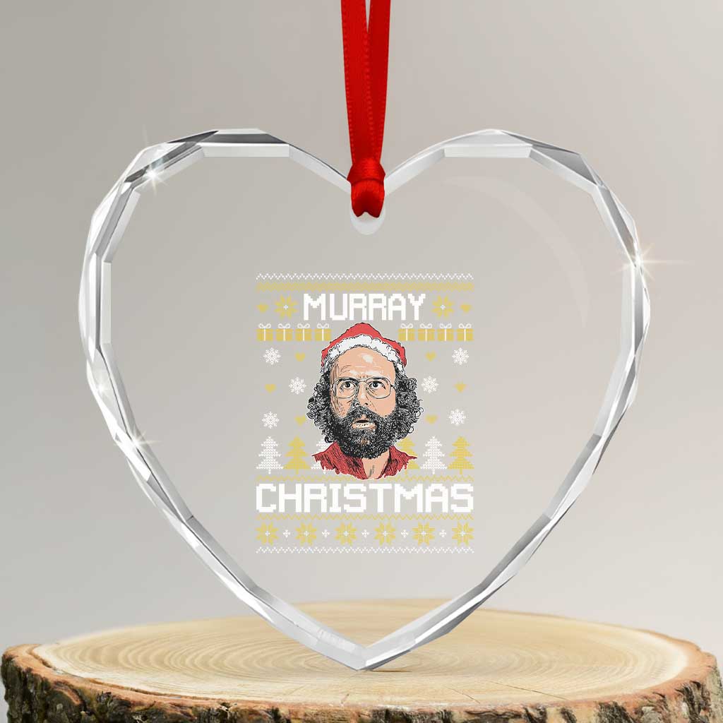 Funny Murray Christmas Heart Crystal Glass Ornament Stranger Xmas Things Holiday Movie - Wonder Print Shop