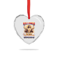 Funny Muscle Jesus Workout Heart Crystal Glass Ornament Hallowed Be Thy Gains Weightlifting Humor - Wonder Print Shop