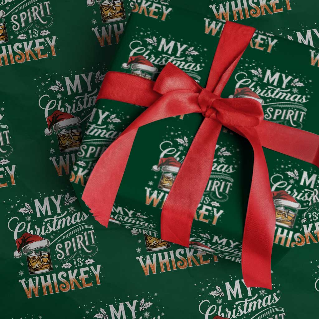 Funny My Christmas Spirit Is Whiskey Wrapping Paper Roll Holiday Drinking Festive Spirit