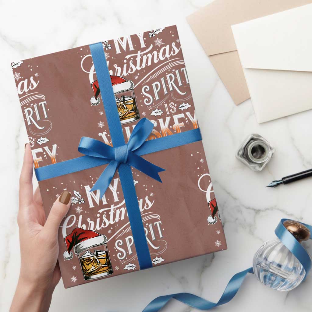 Funny My Christmas Spirit Is Whiskey Wrapping Paper Roll Holiday Drinking Festive Spirit