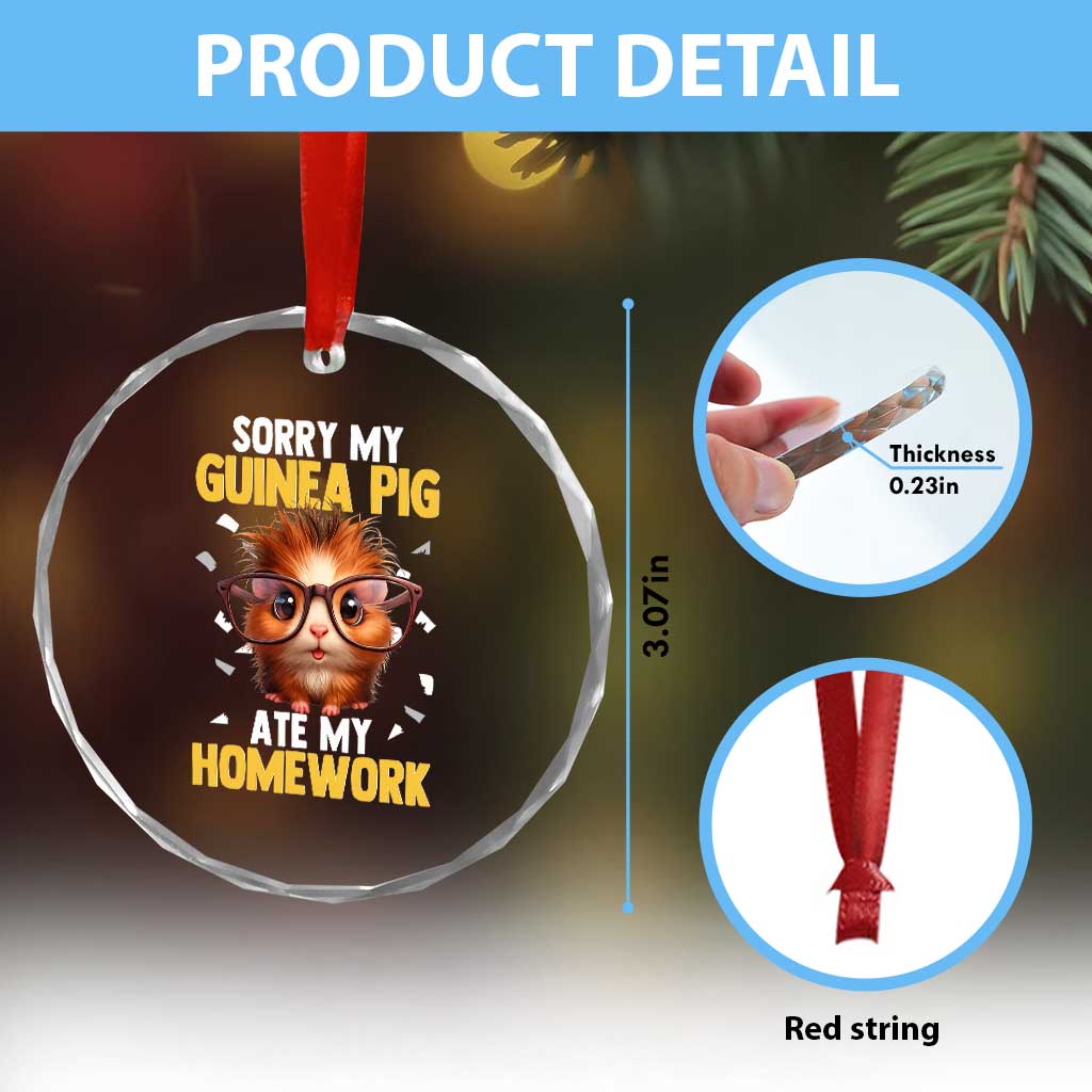 Funny My Guinea Pig Ate My Homework Crystal Glass Ornament Gift For Rodent Lovers - Wonder Print Shop