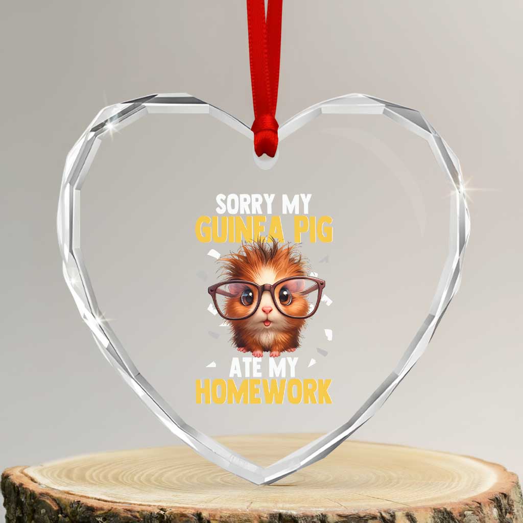 Funny My Guinea Pig Ate My Homework Heart Crystal Glass Ornament Gift For Rodent Lovers - Wonder Print Shop