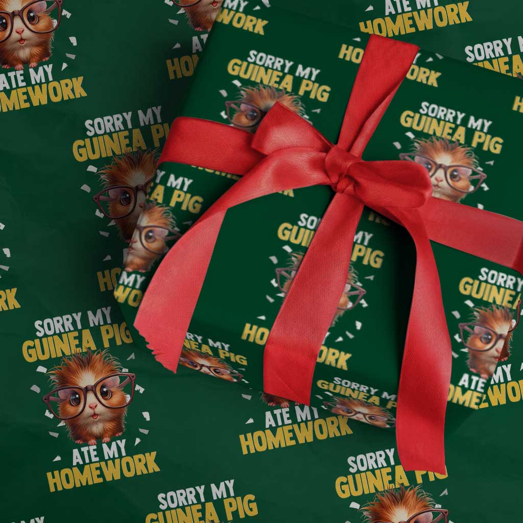 Funny My Guinea Pig Ate My Homework Wrapping Paper Roll Gift For Rodent Lovers - Wonder Print Shop