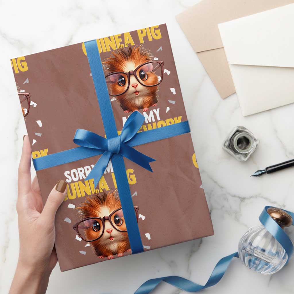 Funny My Guinea Pig Ate My Homework Wrapping Paper Roll Gift For Rodent Lovers - Wonder Print Shop