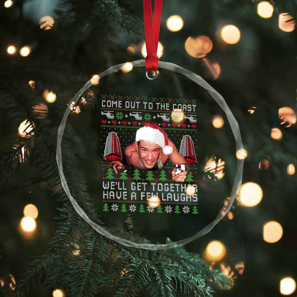 Funny Nakatomi Plaza Christmas Crystal Glass Ornament Come Out To The Coast John Xmas 80's Die Movie - Wonder Print Shop