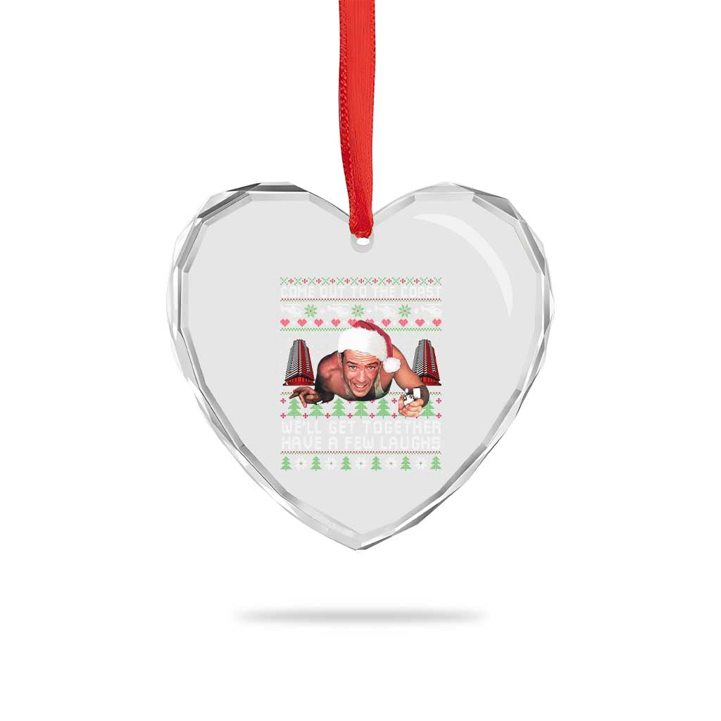 Funny Nakatomi Plaza Christmas Heart Crystal Glass Ornament Come Out To The Coast John Xmas 80's Die Movie - Wonder Print Shop