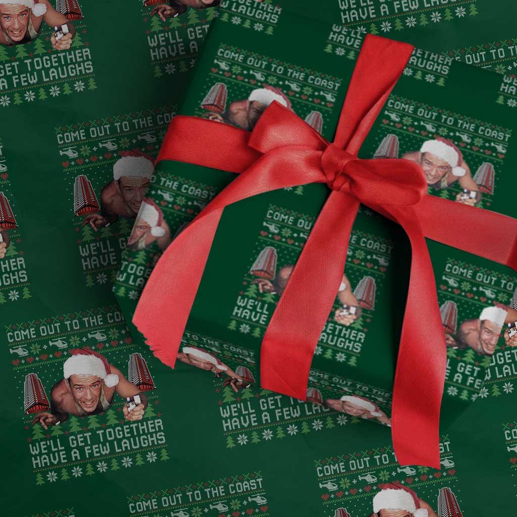 Funny Nakatomi Plaza Christmas Wrapping Paper Roll Come Out To The Coast John Xmas 80's Die Movie - Wonder Print Shop