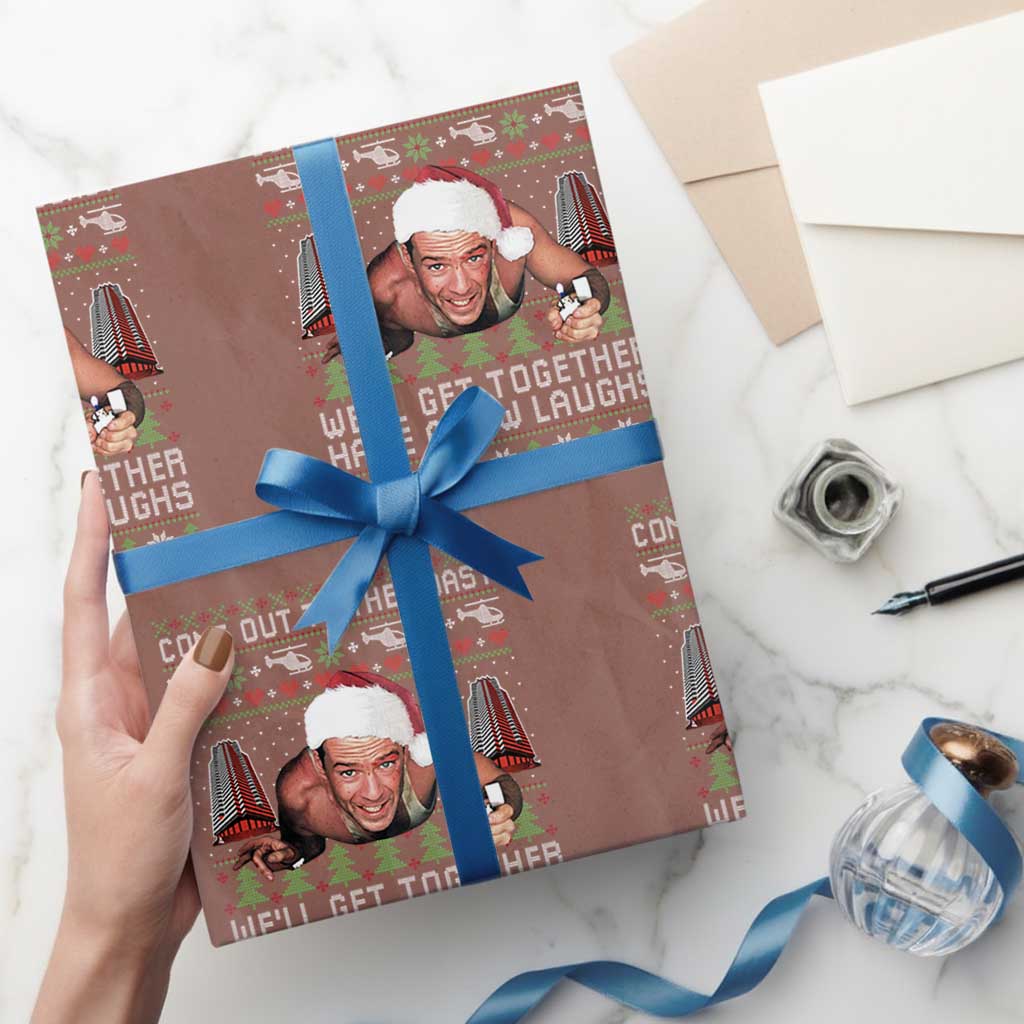 Funny Nakatomi Plaza Christmas Wrapping Paper Roll Come Out To The Coast John Xmas 80's Die Movie - Wonder Print Shop