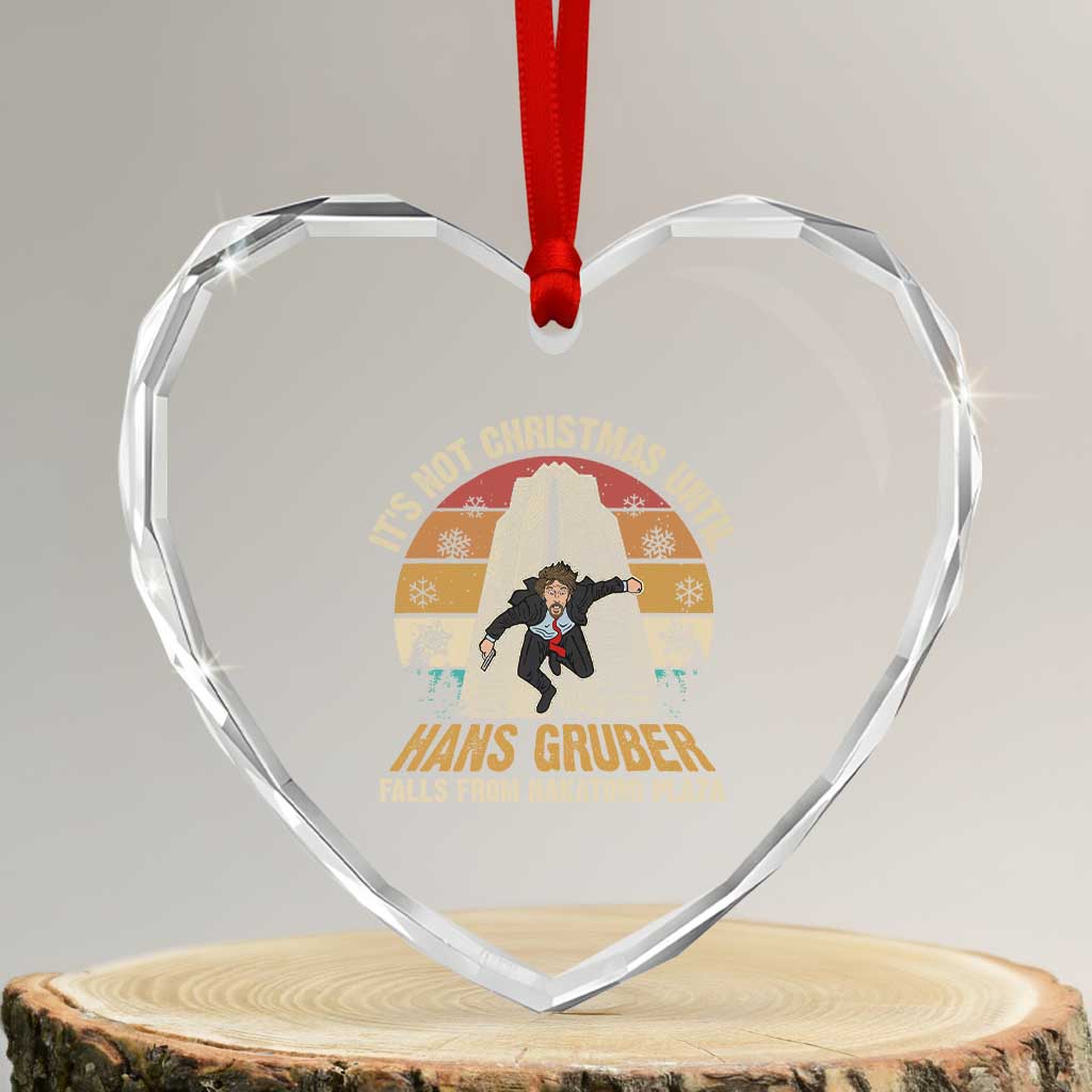 Funny Nakatomi Plaza Heart Crystal Glass Ornament It's Not Christmas Until Hans Gruber Falls - Wonder Print Shop