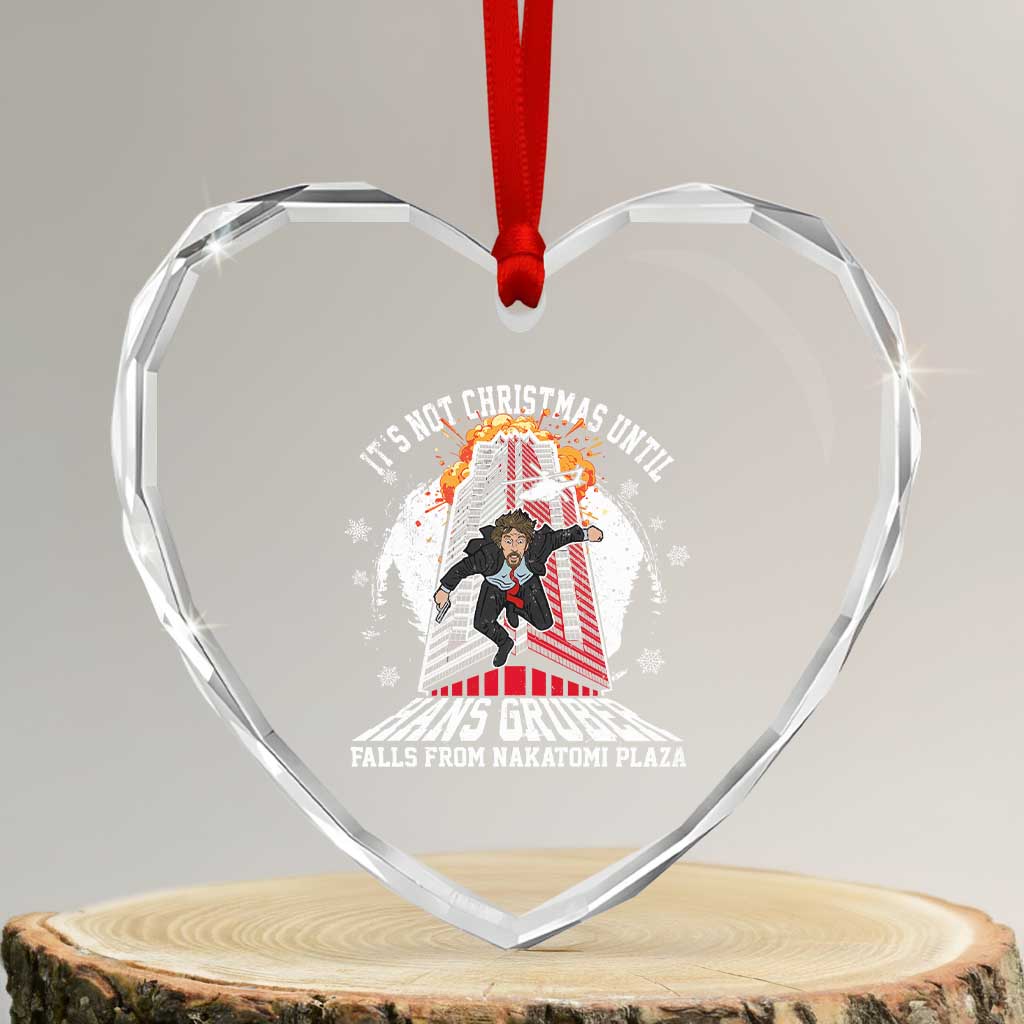 Funny Nakatomi Plaza Heart Crystal Glass Ornament It's Not Xmas Until Hans Gruber Falls From Nakatomi Plaza Explode - Wonder Print Shop
