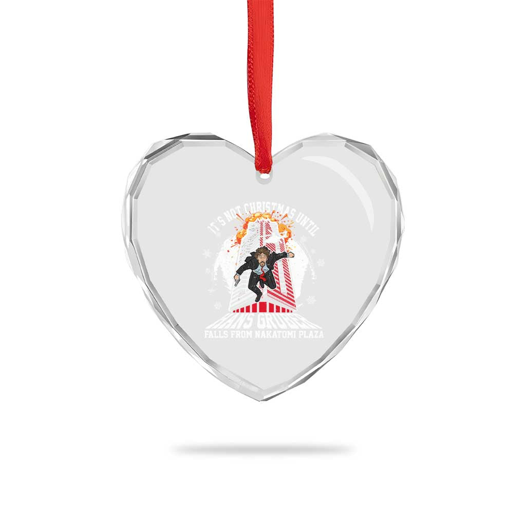 Funny Nakatomi Plaza Heart Crystal Glass Ornament It's Not Xmas Until Hans Gruber Falls From Nakatomi Plaza Explode - Wonder Print Shop