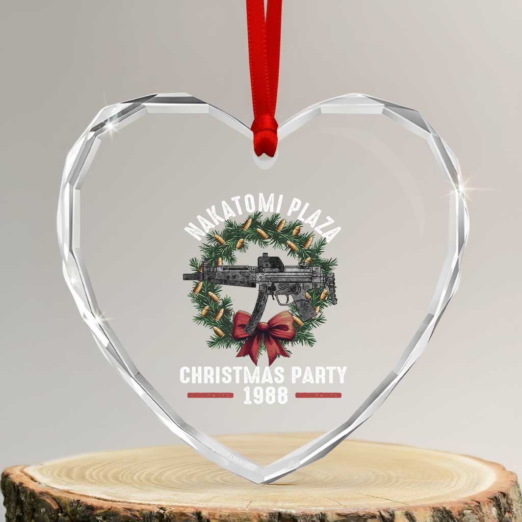 Funny Nakatomi Plaza Heart Crystal Glass Ornament Xmas Party 1988 Xmas Bullet Gun Wreath - Wonder Print Shop