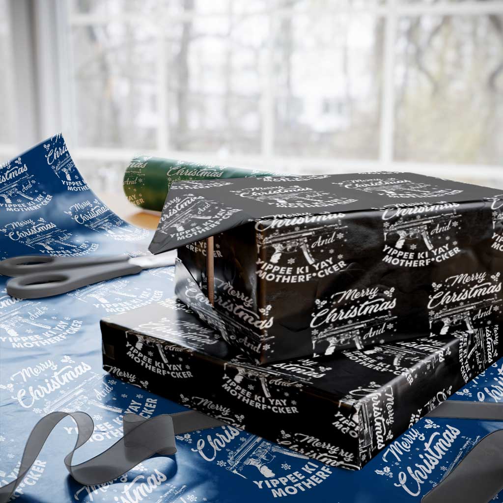 Funny Nakatomi Plaza Wrapping Paper Roll Merry Christmas And Yippee Ki Yay Snowflake Gun - Wonder Print Shop