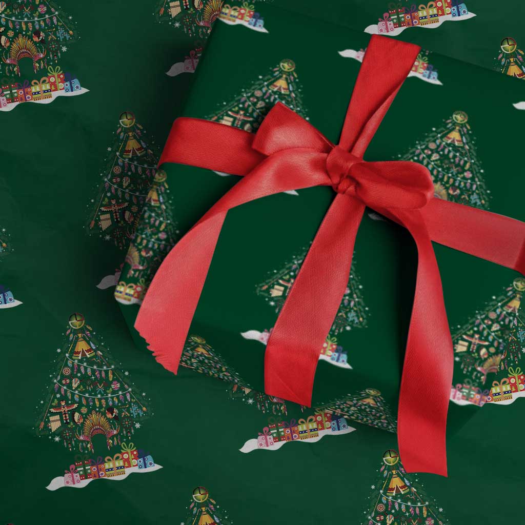 Funny Native American Christmas Tree Medicine Wheel Wrapping Paper Roll - Wonder Print Shop