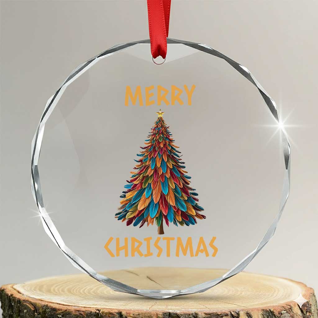 Funny Native American Eagle Feather Xmas Tree Crystal Glass Ornament - Wonder Print Shop