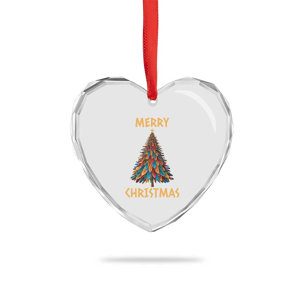 Funny Native American Eagle Feather Xmas Tree Heart Crystal Glass Ornament - Wonder Print Shop