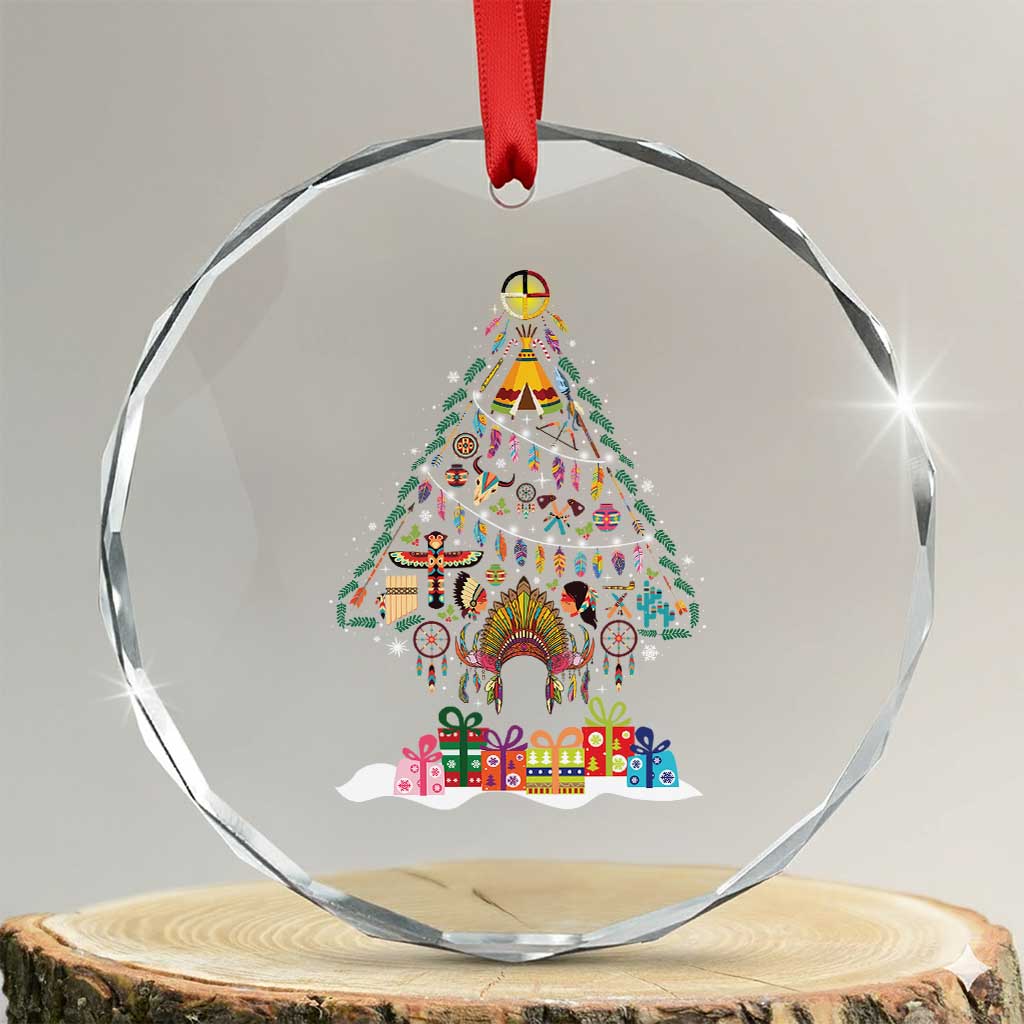 Funny Native American Xmas Tree Medicine Wheel Crystal Glass Ornament TS11